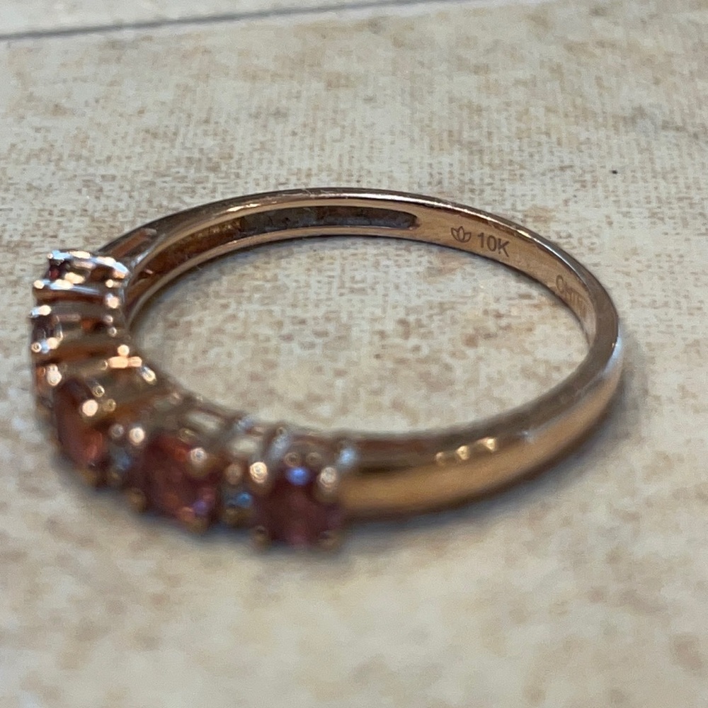 RUBELITE TOURMALINE 10k ROSE GOLD STACK RING EUC 7 - Picture 9 of 10
